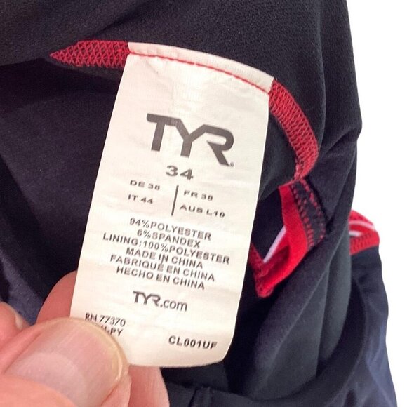 TYR Womens 34 Emulsion Diamondfit Swimsuit Fitted Red Black Lined Racerback - Picture 10 of 10